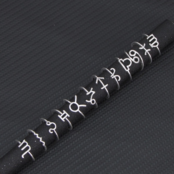 **BRYNN* 12-Pc Silver Zodiac Sign Fashion Ring Set - Picture 2 of 6